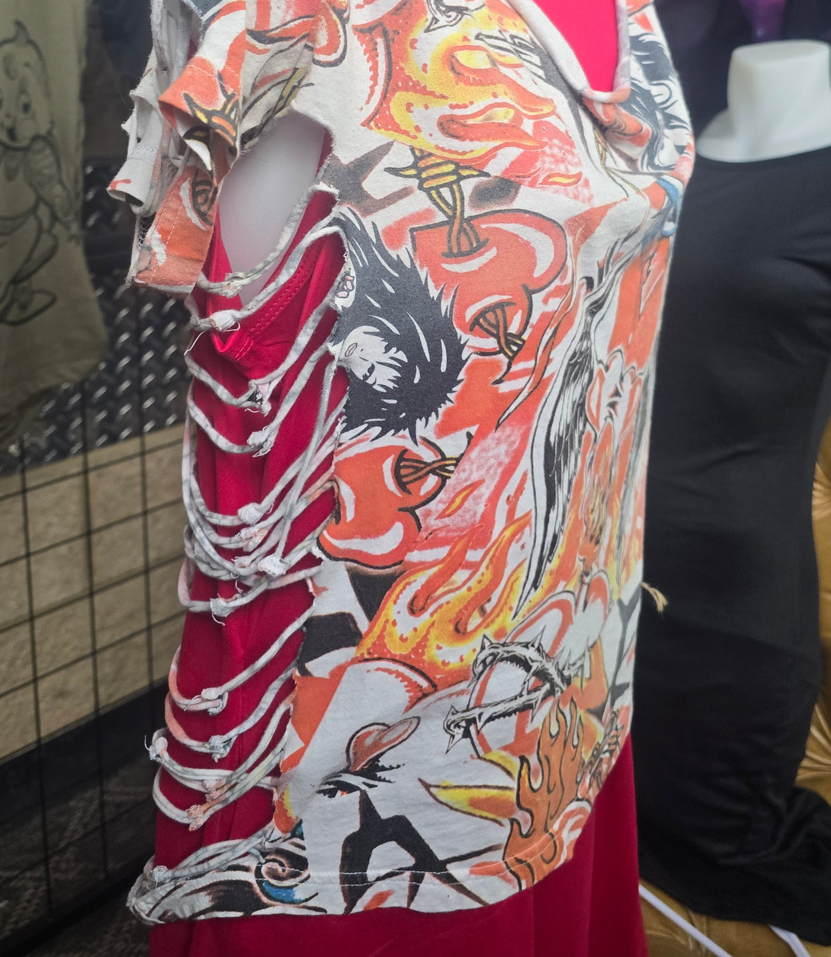 One-of-One Vintage Ink Slingers Rosie Tattoo Dress | Upcycled Y2K Alternative Wearable Art