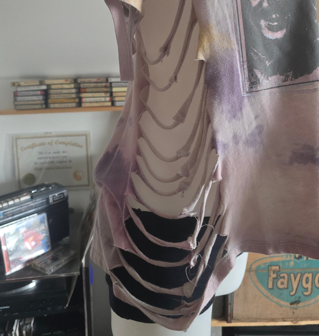 One-of-One Beatles Tie-Dye Band Tee | Upcycled Off-Shoulder Graphic Shirt | XL
