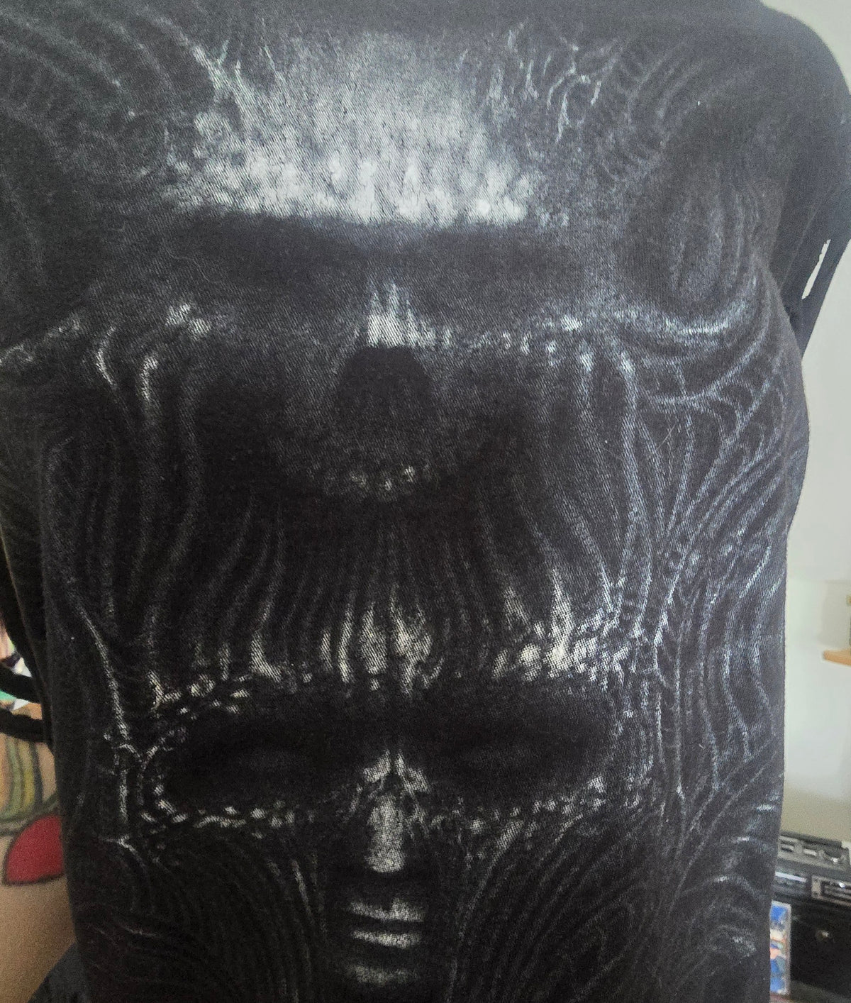 One-of-One Marshall Bennett Tattoo Tee | Upcycled Shredded Gothic Graphic Top | XL