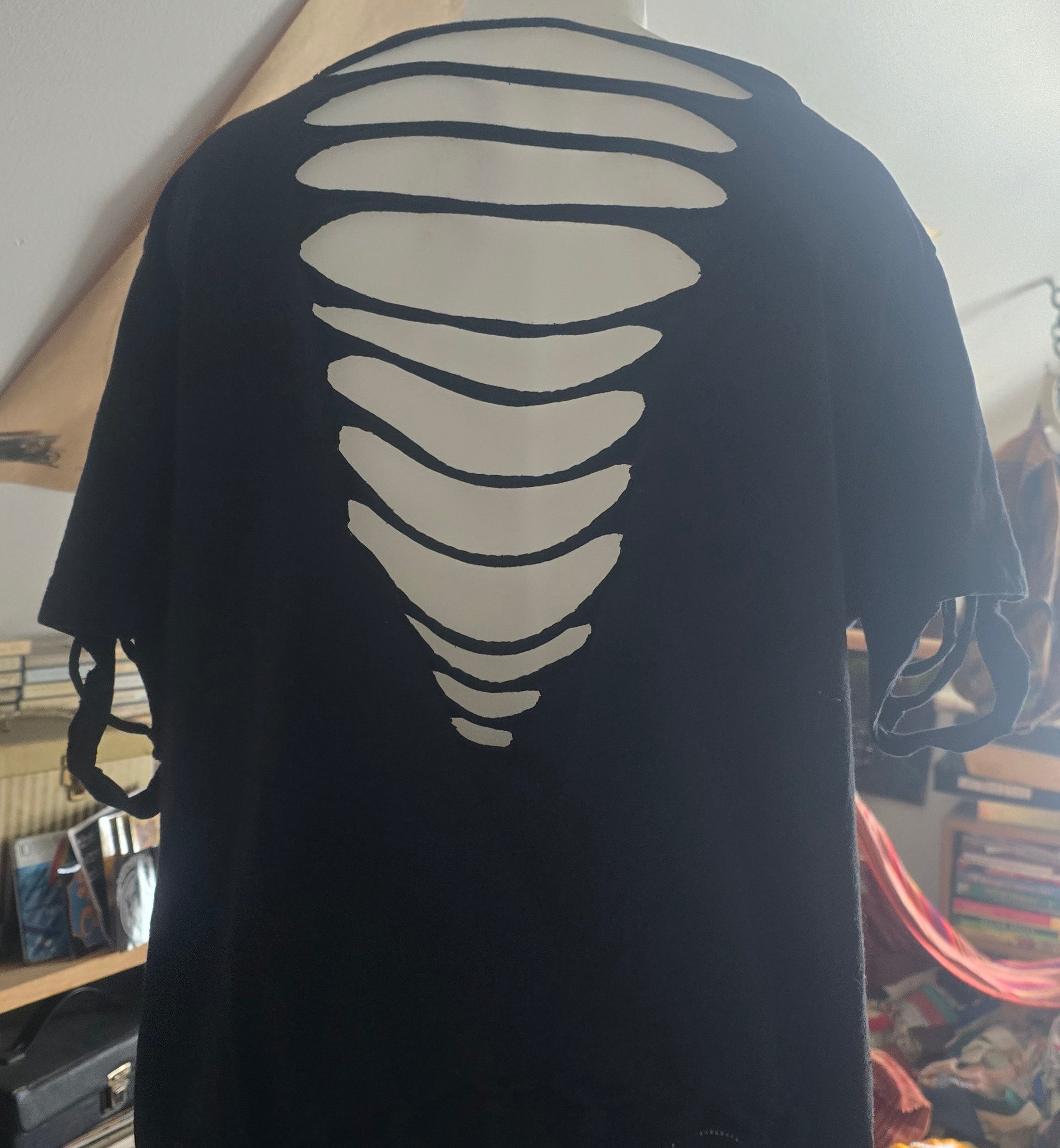 One-of-One "My Brain Is 99.9% Song Lyrics" Upcycled Fringe Tee | Shredded Alternative Graphic Top | XL–2X